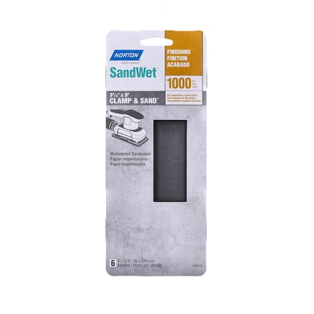 Norton Abrasives Norton SandWet 9 in. L X 3 in. W 1000 Grit Silicon Carbide Sanding Sheet 6 pk 07660768530